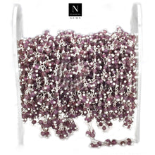 Load image into Gallery viewer, Rhodolite Cluster Rosary Chain 2.5-3mm Faceted Silver Plated Dangle Rosary 5FT
