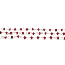 Load image into Gallery viewer, Ruby Jade Faceted Bead Rosary Chain 3-3.5mm Silver Plated Bead Rosary 5FT
