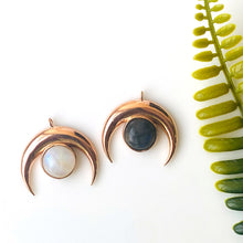 Load image into Gallery viewer, 5PC Crescent Moon Rose Gold Plated Horn Shaped Gemstone | Single Bail Connector | Crescent Moon Diy Jewellery
