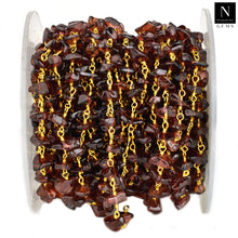 Load image into Gallery viewer, Garnet Nugget Beads Rosary 4-6mm Gold Plated Rosary 5FT
