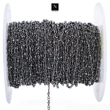 Load image into Gallery viewer, 5ft Black Pyrite 2-2.5mm Oxidized Wrapped Beads Rosary | Gemstone Rosary Chain | Wholesale Chain Faceted Crystal
