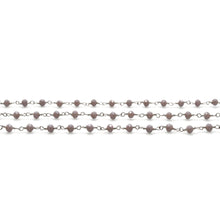Load image into Gallery viewer, Coated Grey Jade Faceted Bead Rosary Chain 3-3.5mm Silver Plated Bead Rosary 5FT
