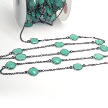 Load image into Gallery viewer, Aqua Chalcedony 10-15mm Mix Shape Oxidized Wholesale Connector Rosary Chain

