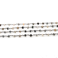 Load image into Gallery viewer, Dendrite Opal Faceted Bead Rosary Chain 3-3.5mm Oxidized Bead Rosary 5FT
