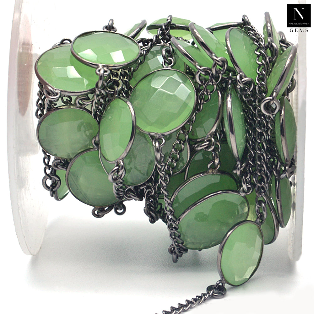 Green chalcedony 10-15mm Mix Shape Oxidized Wholesale Connector Rosary Chain
