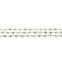 Load image into Gallery viewer, Shaded Green Rutile Faceted Bead Rosary Chain 3-3.5mm Gold Plated Bead Rosary 5FT
