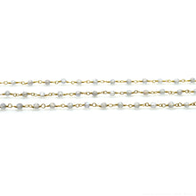 Load image into Gallery viewer, Labradorite Faceted Bead Rosary Chain 3-3.5mm Gold Plated Bead Rosary 5FT
