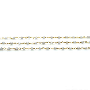 Labradorite Faceted Bead Rosary Chain 3-3.5mm Gold Plated Bead Rosary 5FT