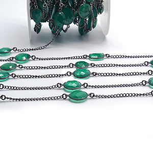 Green onyx 10-15mm Mix Shape Oxidized Wholesale Connector Rosary Chain