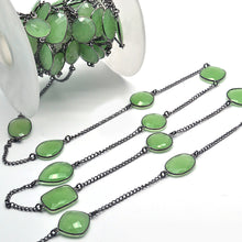 Load image into Gallery viewer, Green chalcedony 15mm Mix Shape Oxidized Wholesale Connector Rosary Chain
