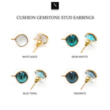 Load image into Gallery viewer, 5 Pairs Cushion Shape Gemstone 8mm Gold Bail Stud Earring
