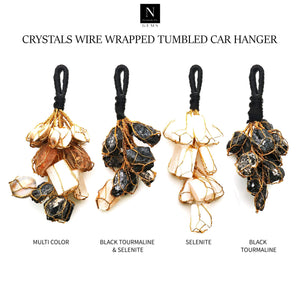5PC Crystals Car Hanger | Wire Wrapped Tumbled Cage Sun Catcher Car Hanger | 5 Inch