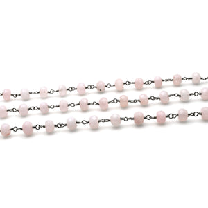 Light Pink Jade Faceted Large Beads 5-6mm Oxidized Rosary Chain