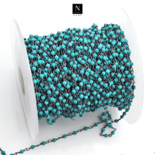Load image into Gallery viewer, 5ft Turquoise Green 2-2.5mm Oxidized Wrapped Beads Rosary | Gemstone Rosary Chain | Wholesale Chain Faceted Crystal

