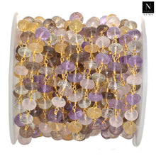 Load image into Gallery viewer, Multi Color Faceted Large Beads 7-8mm Gold Plated Rosary Chain
