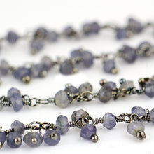 Load image into Gallery viewer, Iolite Cluster Rosary Chain 2.5-3mm Faceted Oxidized Dangle Rosary 5FT
