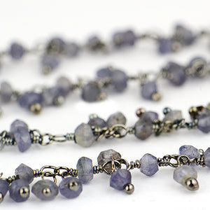 Iolite Cluster Rosary Chain 2.5-3mm Faceted Oxidized Dangle Rosary 5FT