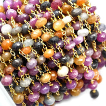 Load image into Gallery viewer, Mix Color Faceted Large Beads 7-8mm Gold Plated Rosary Chain
