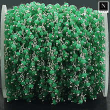 Load image into Gallery viewer, Green Chalcedony Cluster Rosary Chain 2.5-3mm Faceted Silver Plated Dangle Rosary 5FT
