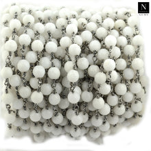 Load image into Gallery viewer, White Agate Faceted Large Beads 5-6mm Oxidized Rosary Chain
