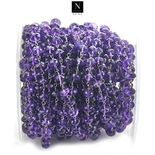 Load image into Gallery viewer, Amethyst Faceted Large Beads 7-8mm Oxidized Rosary Chain
