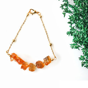 5PC Rough Gemstone Bracelet | Gold Chain Bracelet | Lobster Clasp Bracelet | Lenght 8 Inch