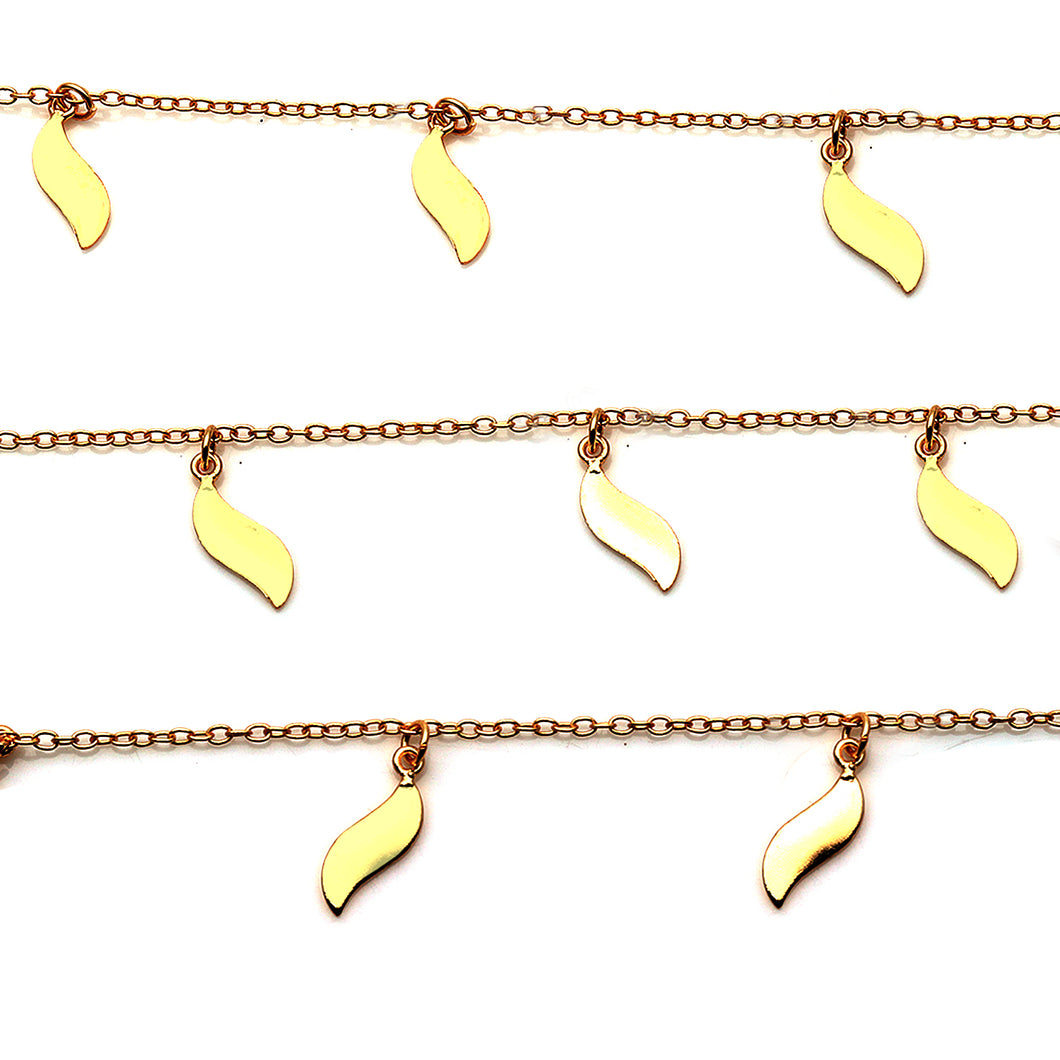 5ft Gold Leaf Motif Chains 18x5mm | Leaf Motif Necklace | Soldered Chain | Anklet Finding Chain