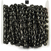 Load image into Gallery viewer, Black Spinel Faceted Large Beads 5-6mm Silver Plated Rosary Chain
