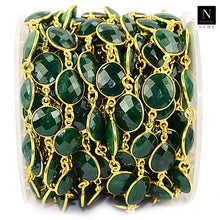 Load image into Gallery viewer, Emerald 10mm Mix Faceted Shape Gold Plated Bezel Continuous Connector Chain

