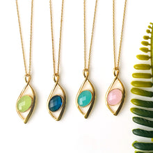 Load image into Gallery viewer, 5PC Twisted Connector Pendant | Oval Gemstone | Gold Plated Twisted Necklace
