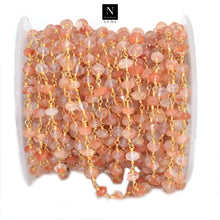Load image into Gallery viewer, Raspberry Quartz Faceted Large Beads 5-6mm Gold Plated Rosary Chain
