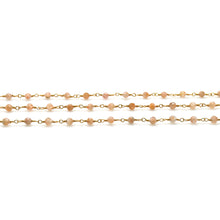 Load image into Gallery viewer, Sunstone Faceted Bead Rosary Chain 3-3.5mm Gold Plated Bead Rosary 5FT
