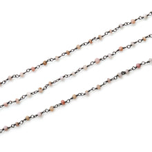 Load image into Gallery viewer, Labradorite &amp; Strawberry Quartz Faceted Bead Rosary Chain 3-3.5mm Oxidized Bead Rosary 5FT
