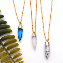 Load image into Gallery viewer, 5PC Spike Shape Natural Gemstone Pendant | Gold Plated Wholesale Gemstone Beads | Faceted Spike Shape Pendant Necklace | Chain Pendants

