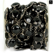 Load image into Gallery viewer, Black Spinel 12mm Mix Shape Oxidized Wholesale Connector Rosary Chain
