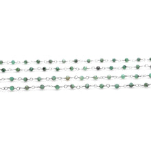 Load image into Gallery viewer, 5ft Emerald Faceted 2-2.5mm Silver Wire Wrapped Beads Rosary | Gemstone Rosary Chain | Wholesale Chain Faceted Crystal
