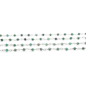 5ft Emerald Faceted 2-2.5mm Silver Wire Wrapped Beads Rosary | Gemstone Rosary Chain | Wholesale Chain Faceted Crystal