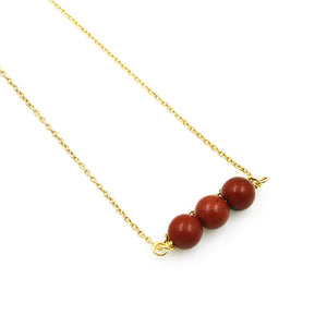 5PC Round Gemstone Three Beads | Beads Gold Chain Necklace | Three Ball Bead Pendant Necklace | Round Beads