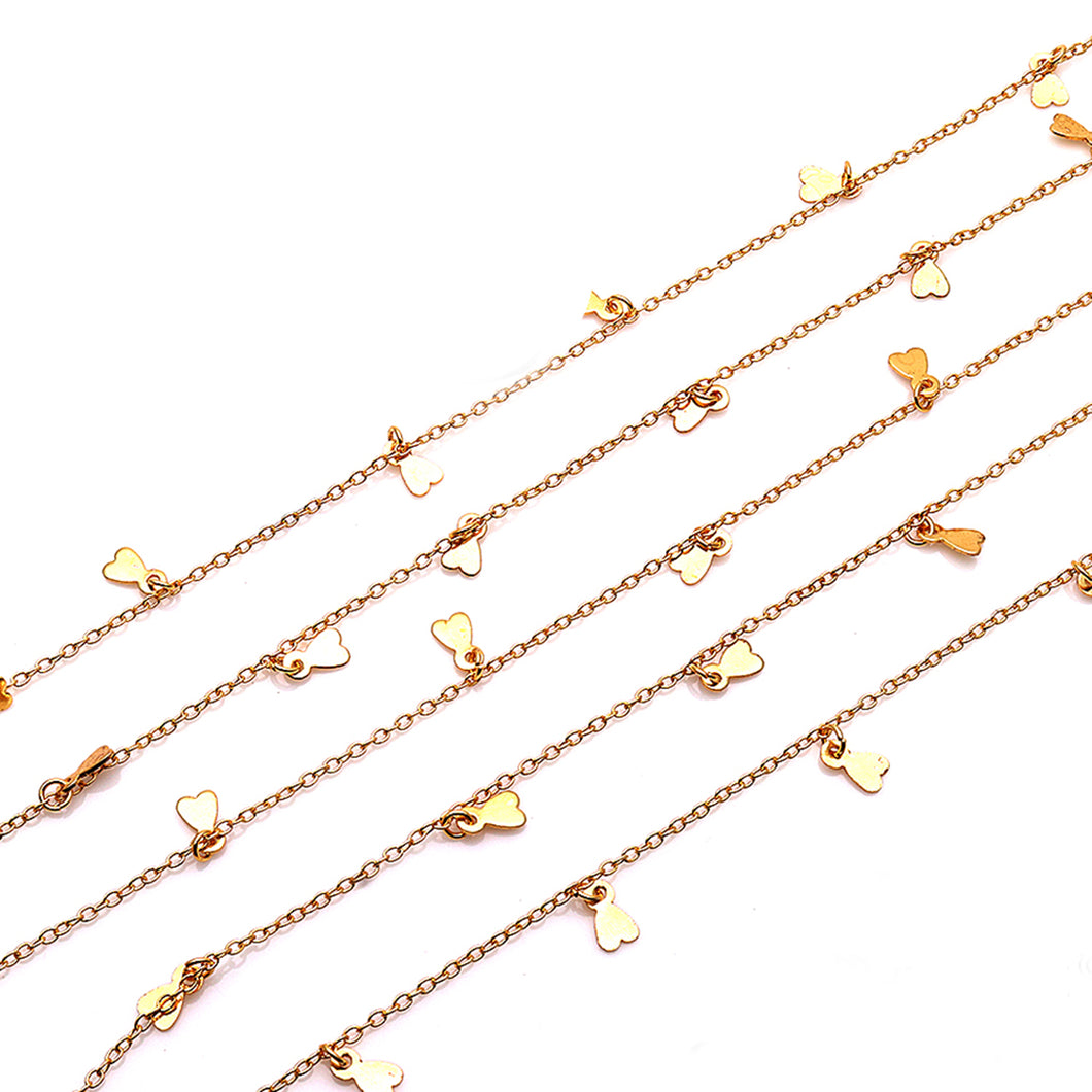 5ft Gold Heart Chains 9x5mm | Heart Necklace | Soldered Chain | Anklet Finding Chain