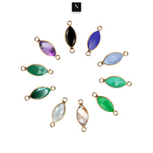 Load image into Gallery viewer, 10pc Set Marquise Birthstone Double Bail Gold Plated Bezel Link Gemstone Connectors 10x20mm
