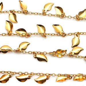 5ft Gold Leaf Chains 12x16mm | Leaf Necklace | Soldered Chain | Anklet Finding Chain | Laurel Necklace