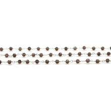Load image into Gallery viewer, Smoky Topaz Faceted Bead Rosary Chain 3-3.5mm Silver Plated Bead Rosary 5FT
