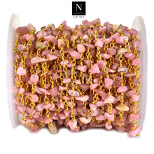 Load image into Gallery viewer, Pink Opal Nugget Beads Rosary 4-6mm Gold Plated Rosary 5FT
