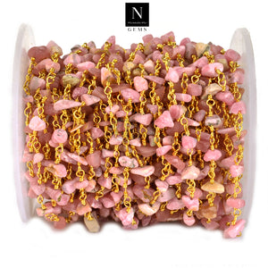 Pink Opal Nugget Beads Rosary 4-6mm Gold Plated Rosary 5FT