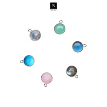 Load image into Gallery viewer, 10pc Set Round Cabochon Single Birthstone Single Bail Silver Plated Bezel Link Gemstone Connectors 12mm
