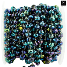 Load image into Gallery viewer, Mystique Pyrite Faceted Large Beads 7-8mm Oxidized Rosary Chain
