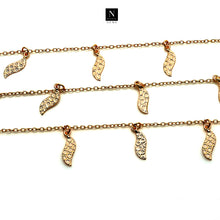 Load image into Gallery viewer, 5ft Gold Leaf Motif Chains 18x5mm | Leaf Motif Necklace | Soldered Chain | Anklet Finding Chain
