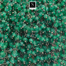 Load image into Gallery viewer, Green Onyx Cluster Rosary Chain 2.5-3mm Faceted Oxidized Dangle Rosary 5FT
