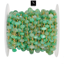 Load image into Gallery viewer, Chrysoprase Faceted Large Beads 7-8mm Gold Plated Rosary Chain
