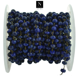 Lapis Faceted Large Beads 5-6mm Oxidized Rosary Chain